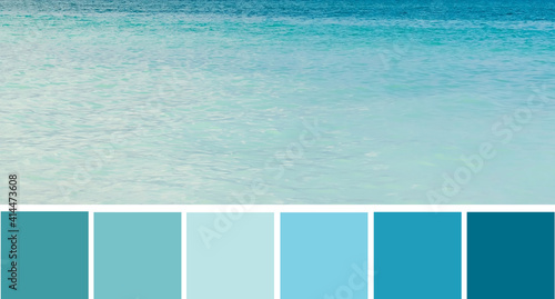 Canvas Print Color palette swatches of abstract blue green gamma of sea water