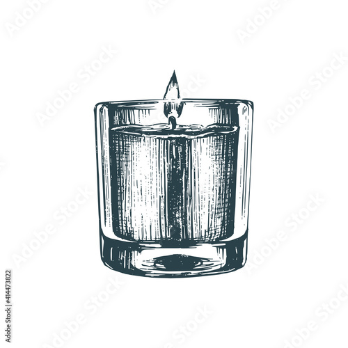 Aroma candle, sketch in vector. Drawn illustration