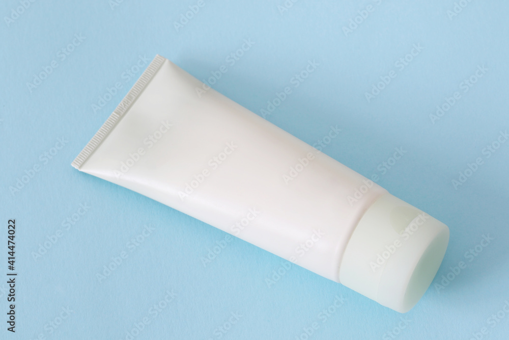 blank cosmetic tube mockup on blue background blank cosmetic tube mockup on blue background
