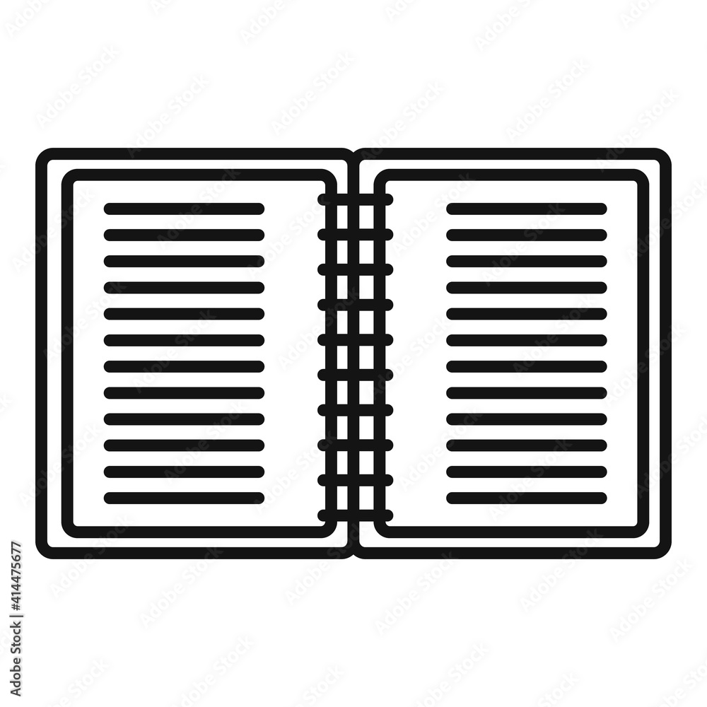 Office manager open notebook icon. Outline office manager open notebook vector icon for web design isolated on white background Office manager open notebook icon. Outline office manager open notebook vector icon for web design isolated on white background
