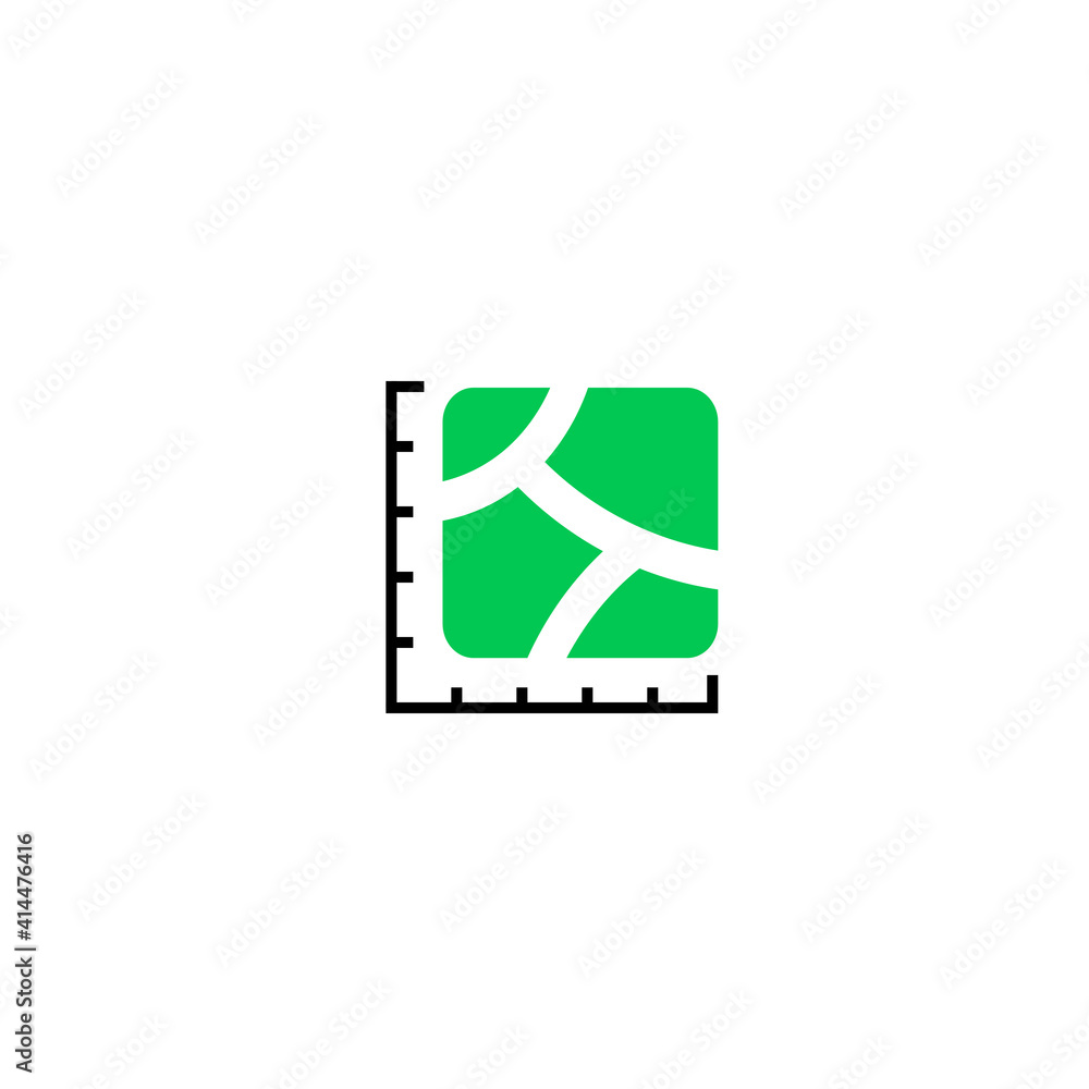 icon plot area in acres, square metres, kilometres. Vector dimension area size pictogram