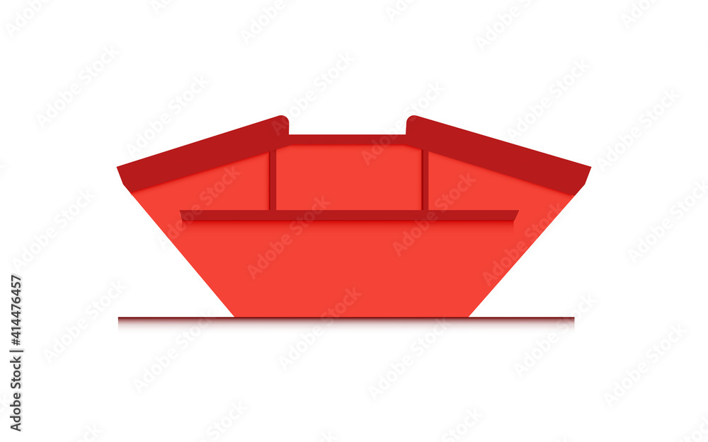 skip bin is a large open-topped waste container. red skip vector icon illustration