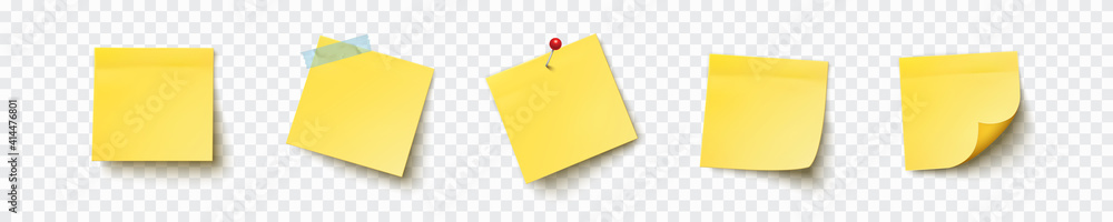 Post note paper sticker isolated on transparent background. Vector