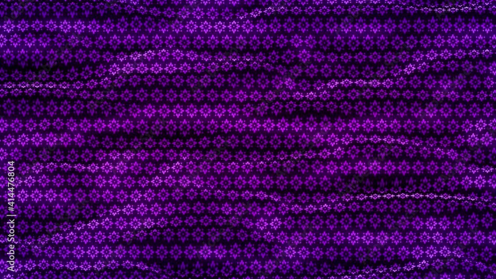Fluttering purple fabric patterned with flower ornamentation. Background with canvas animation Fluttering purple fabric patterned with flower ornamentation. Background with canvas animation