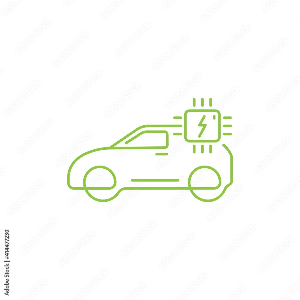 Electric car, green car icon logo design vector concept. Thin line electrical car icon isolated on white background