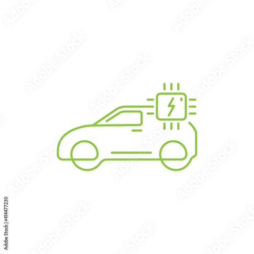 Electric car, green car icon logo design vector concept. Thin line electrical car icon isolated on white background