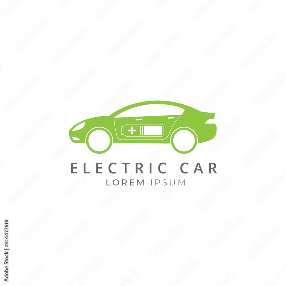 Electric car, green car icon logo design vector concept.