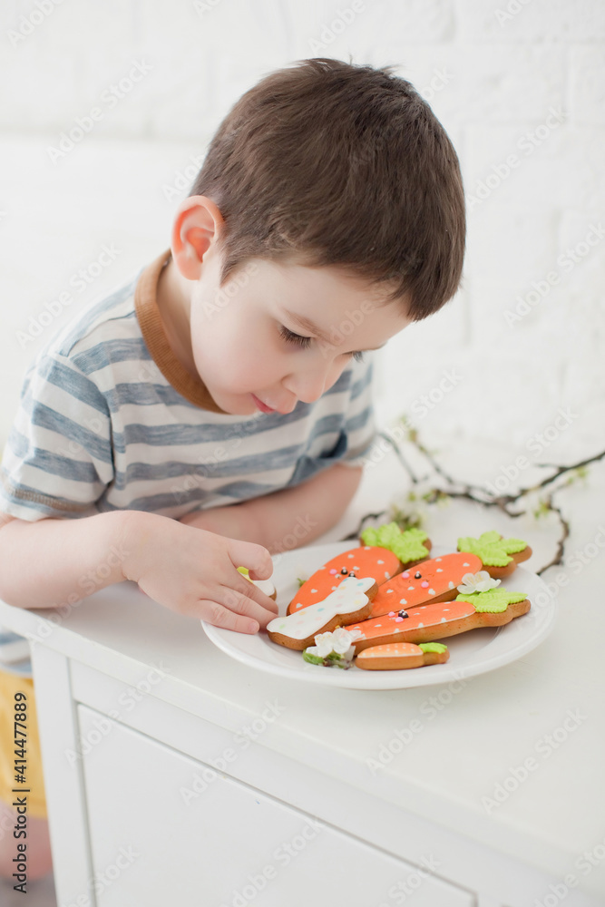 Toddler caucasian boy with cookies Toddler caucasian boy with cookies