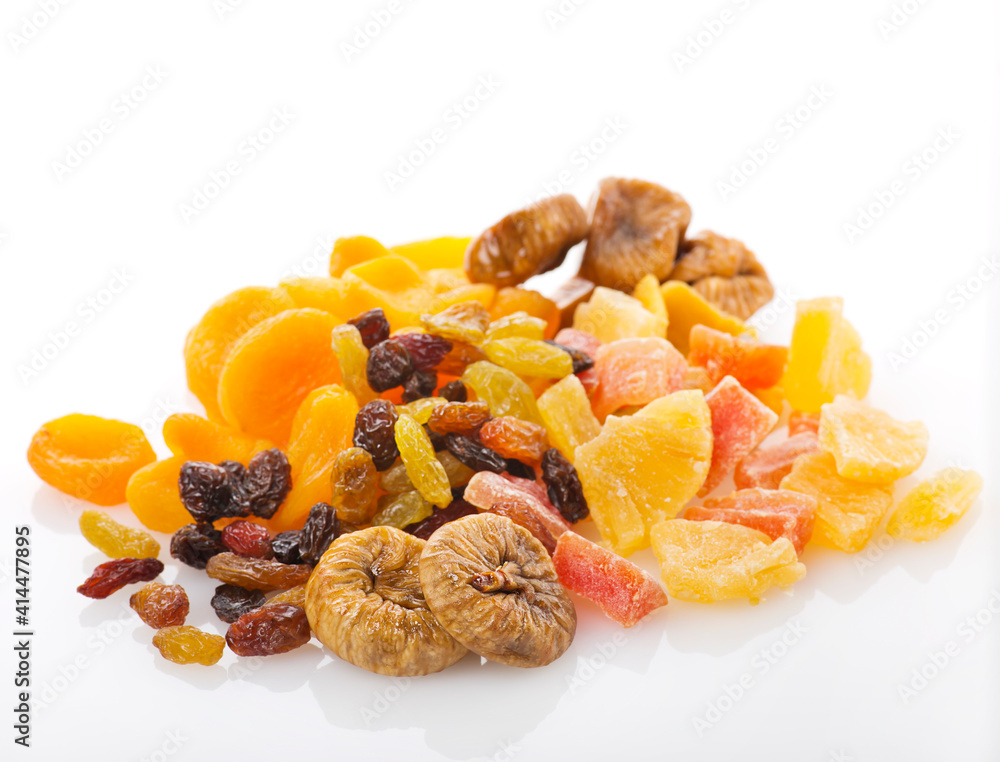 Dry fruits on white background Dry fruits on white background