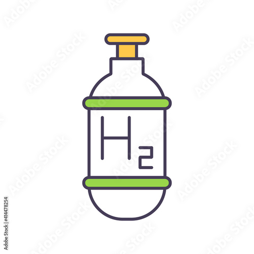 Gas providing lift RGB color icon. Storage method of hydrogen and helium. Balloon of hydrogen-oxygen. Environment. Ignited by open flame and static electricity. Isolated vector illustration