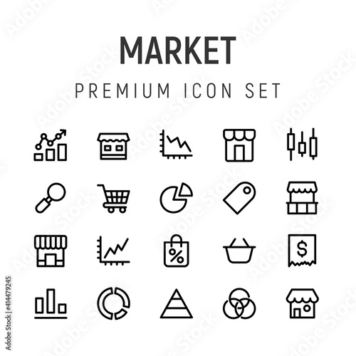 20 market line icons.