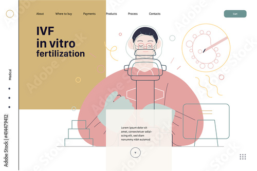 Test tube baby, in vitro fertilization, IVF -medical insurance illustration -modern flat vector concept digital illustration - laboratory assitant carrying out the procedure of IVF, medical laboratory