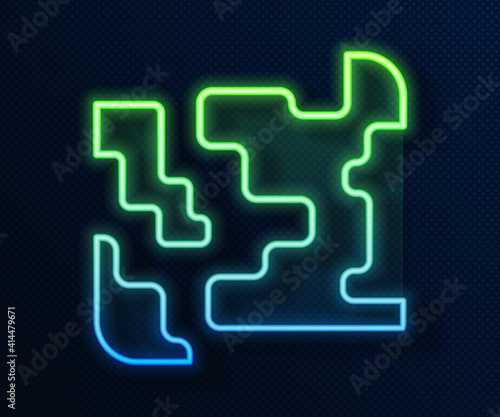 Glowing neon line Gaseous icon isolated on blue background. Changing the state of matter in gas. Vector.