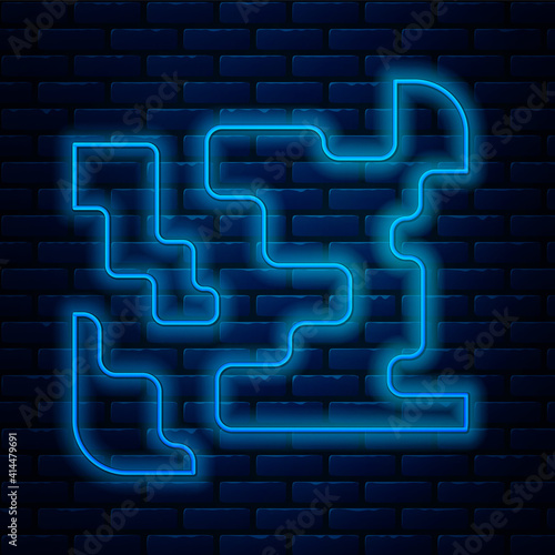 Glowing neon line Gaseous icon isolated on brick wall background. Changing the state of matter in gas. Vector.