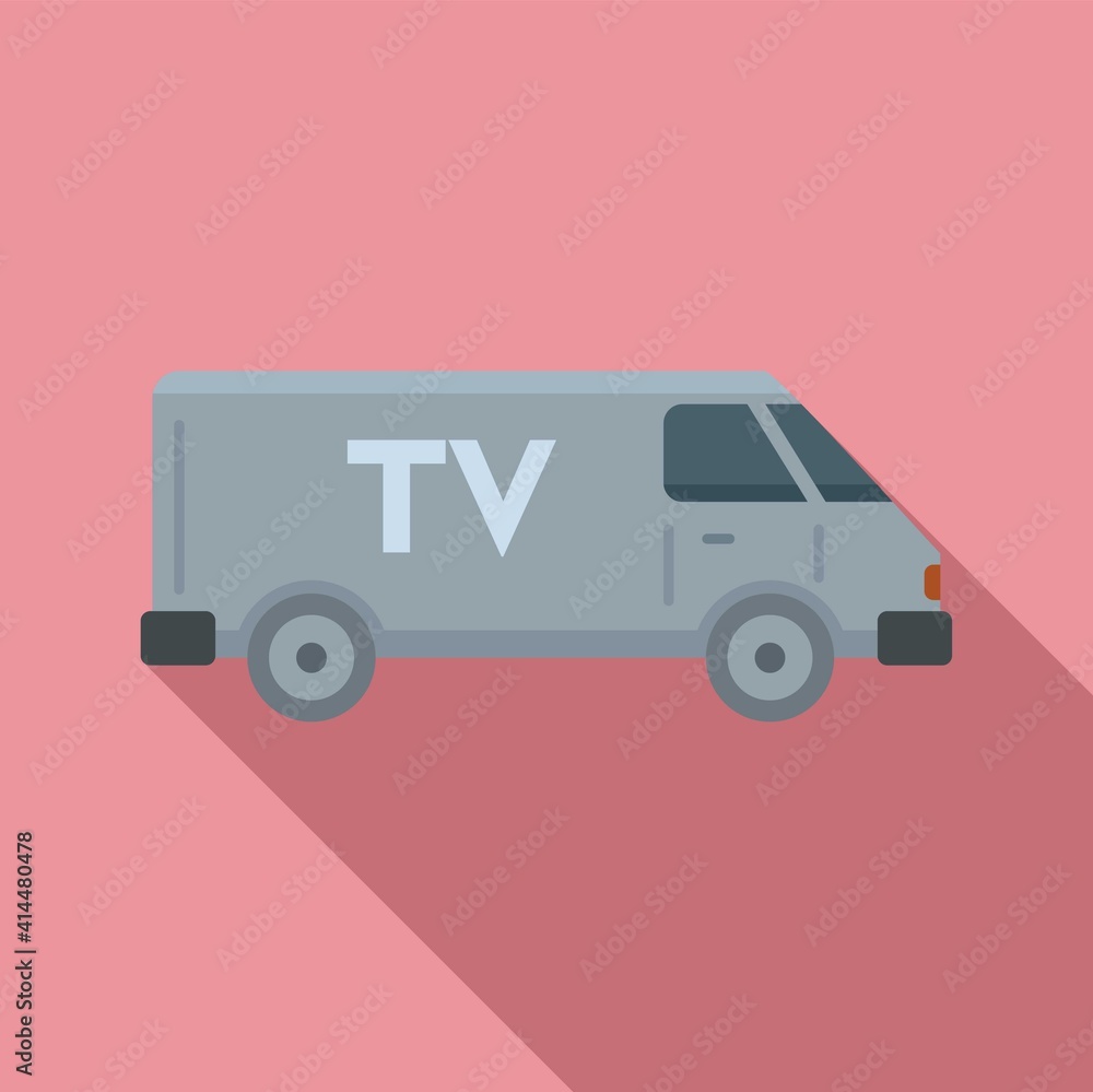 Tv van vehicle icon. Flat illustration of tv van vehicle vector icon for web design Tv van vehicle icon. Flat illustration of tv van vehicle vector icon for web design