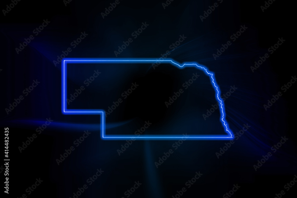 Glowing Map of Nebraska, modern blue outline map Stock Illustration ...