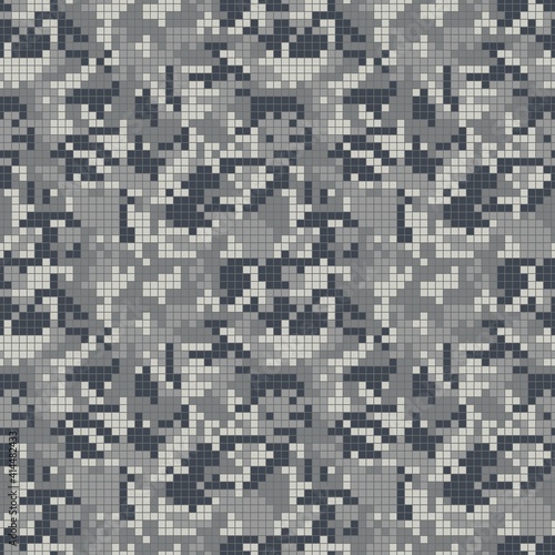 Digital gray camouflage  seamless camo pattern for your design. Military pixel camouflage background. Army vector texture.