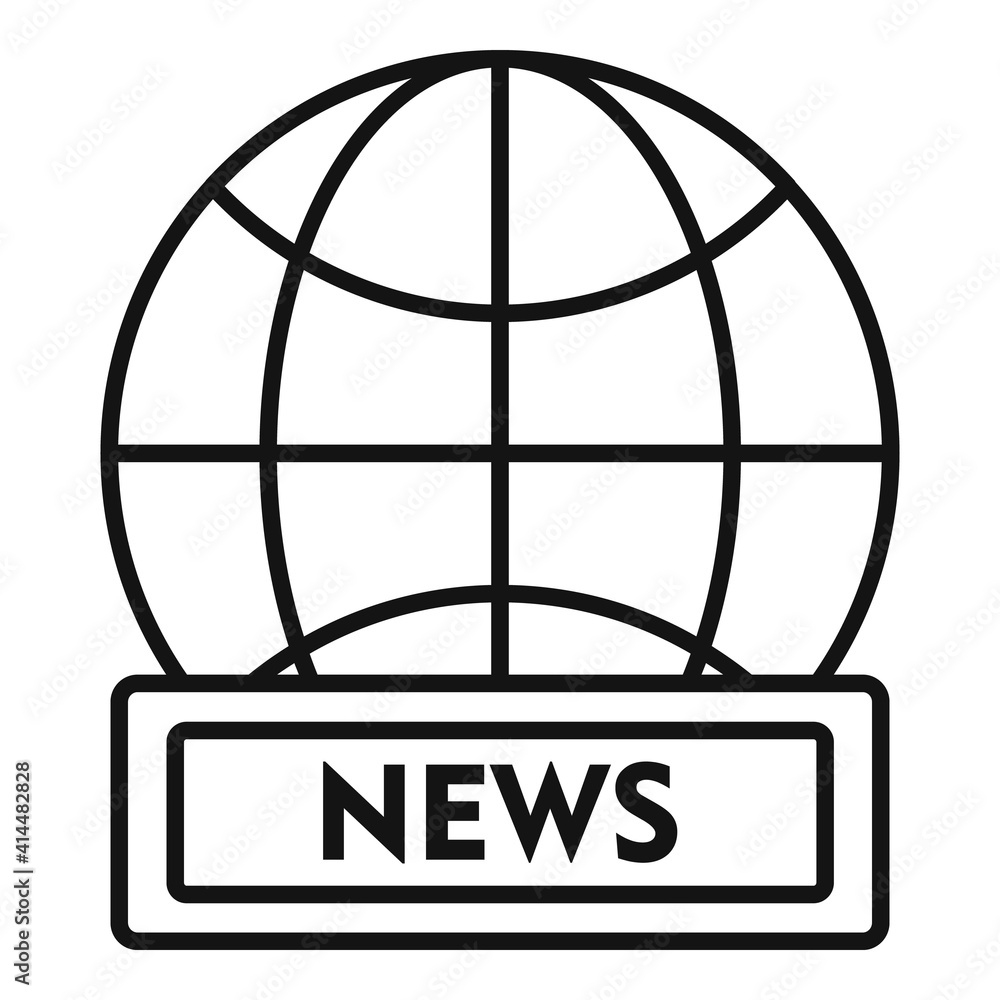 Tv global news icon. Outline tv global news vector icon for web design isolated on white background Tv global news icon. Outline tv global news vector icon for web design isolated on white background