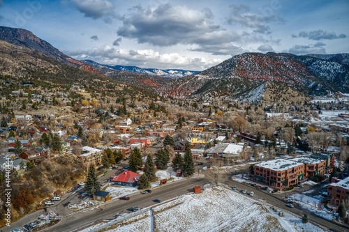 Aerial View of the Colorado Town of Basalt in Winter