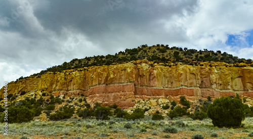 Mountainous landscape, Red layered rocks in Utah, US