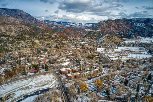 Aerial View of the Colorado Town of Basalt in Winter photo
