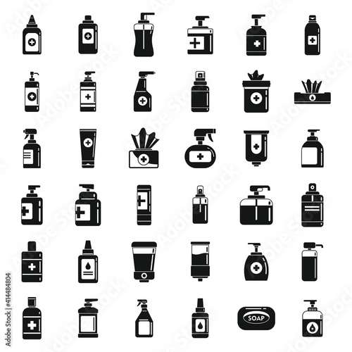 Antiseptic bottle icons set. Simple set of antiseptic bottle vector icons for web design on white background