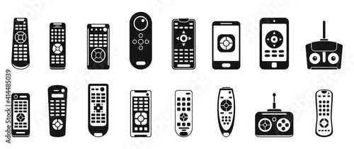 Tv remote control icons set. Simple set of tv remote control vector icons for web design on white background photo