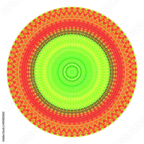 Creative multicolored points round symbol. Abstract symmetrical logo. Mosaic colorful beautiful beads. Circle dots modern pixel floral art icon. colored pattern ornament wheel decorative illustration.