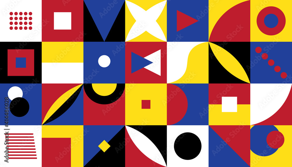 Bauhaus composition artwork made with vector abstract elements. Vector illustration.