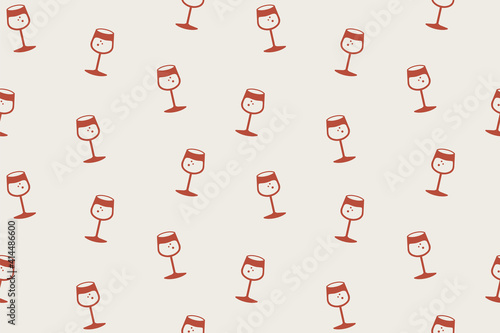 Wine glasses seamless pattern. Repetitive vector illustration of wine glasses. 