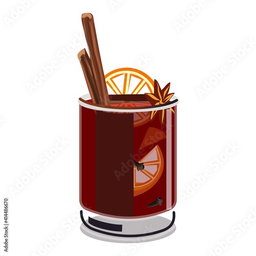 Drink with cinnamon and anise icon. Cartoon of drink with cinnamon and anise vector icon for web design isolated on white background