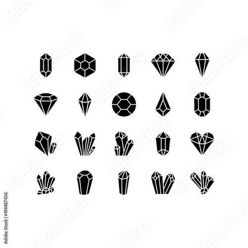 Crystals line icons set. Geometric gems diamonds vector illustrations collection. For geology or jewelry store