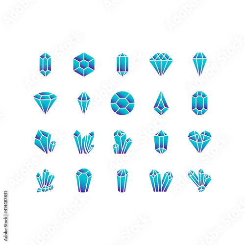 Crystals line icons set. Geometric gems diamonds vector illustrations collection. For geology or jewelry store