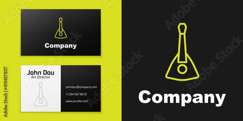 Logotype line Musical instrument balalaika icon isolated on black background. Logo design template element. Vector.