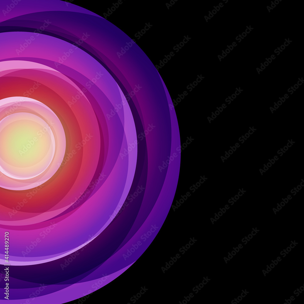 Design for banner, poster. Vector blue circles, abstract design on black background. Design for banner, poster. Vector blue circles, abstract design on black background.