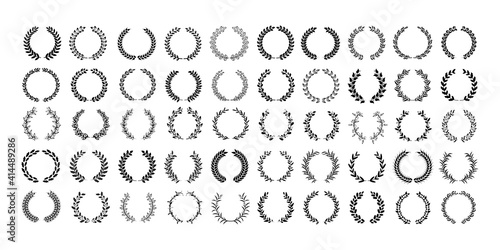 50 Laurel Wreaths Collection. Different frame design elements. Logo design.