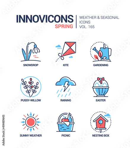 Spring - modern line design style icons set