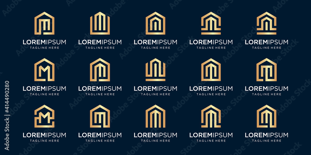 set of home logo combined with letter M, designs Template. set of home logo combined with letter M, designs Template.