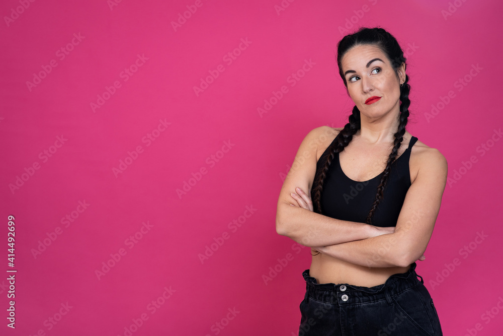portrait of a woman pink background portrait of a woman pink background