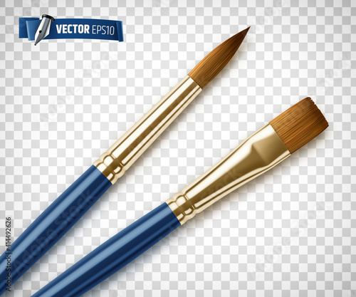 Pinceaux bleus vectoriels sur fond transparent