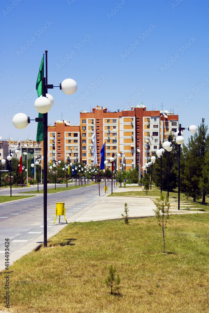 Obraz premium Residential buildings, Independence park, Ashgabat, Turkmenistan