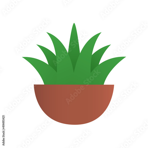 Schilderij op canvas flower pot in flat vector illustration
