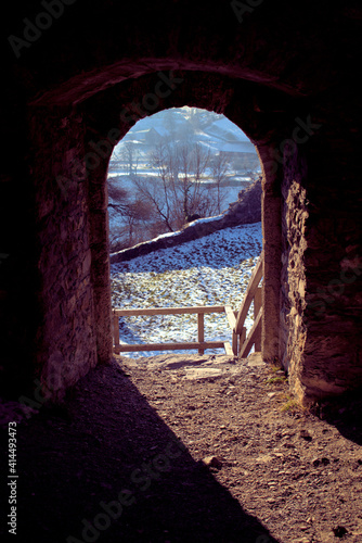 Eingang zur Burgruine Wartau in der Schweiz 10.1.2021 photo