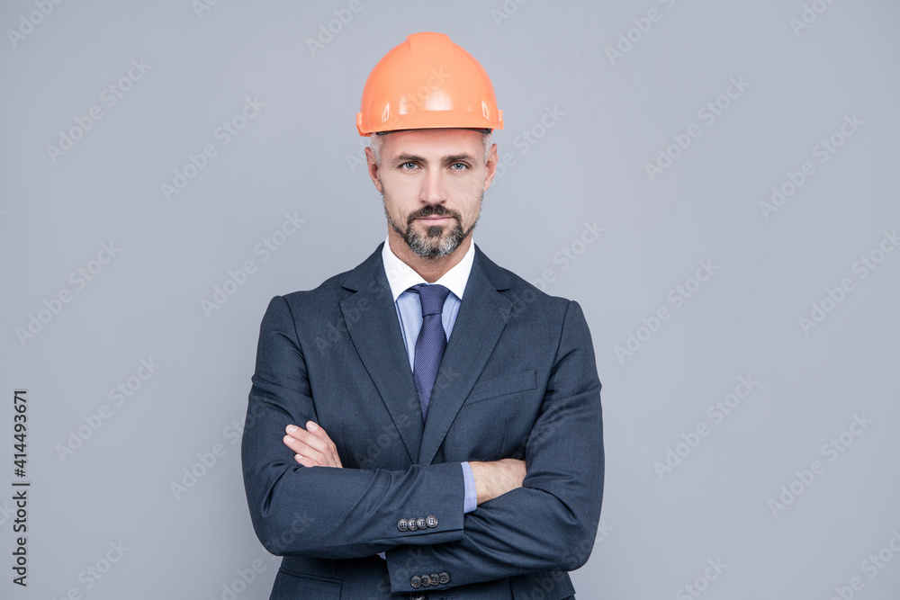 Construct your future. Construction engineer wear hard hat in formalwear. Construction industry Construct your future. Construction engineer wear hard hat in formalwear. Construction industry