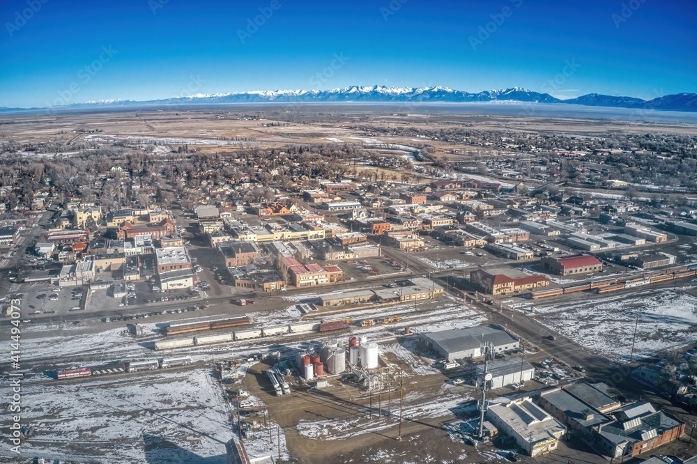 Aerial View of Alamosa, Colorado during Winter