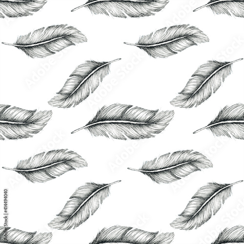 Feather Pattern. Seamless texture for wallpaper  textile design  packing  textile  fabric. Hand drawn