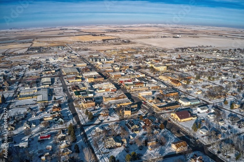Aerial View of Winner, South Dakota in Winter photo