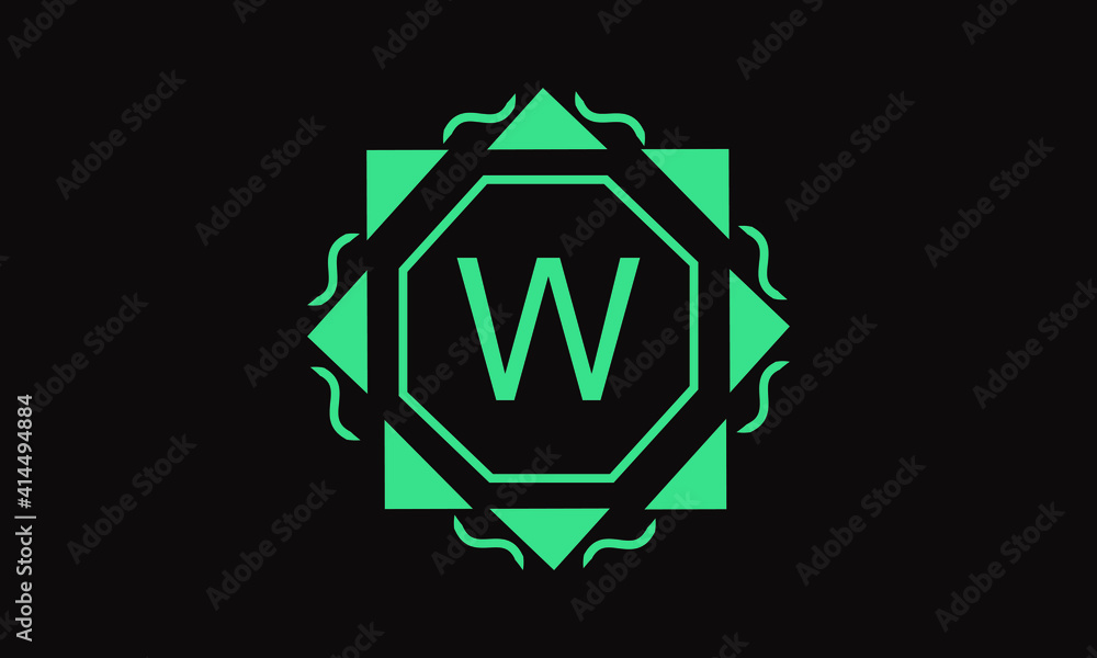 Stylish geometric monogram with the letter W on a black background. Vector illustration of sign, symbol, emblem. Stylish geometric monogram with the letter W on a black background. Vector illustration of sign, symbol, emblem.