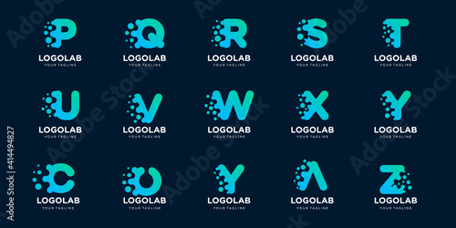 set of collection number with dot and molecule concept logo template.