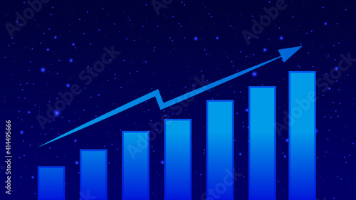 Business graph with arrow . Business analysis grow up dashboard .  